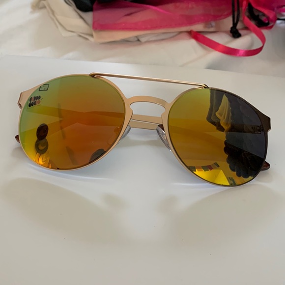 YELLOW ORANGE ROSE GOLD SUNGLASSES - Picture 1 of 5